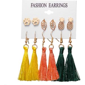 Vrouwen lange Tassel Earrings Stud Earrings instellen Boheemse bloem hart Earring (B11-02-03)