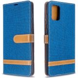 Voor Galaxy A71 kleur bijpassende denim textuur horizontale Flip PU lederen draagtas met houder & kaartsleuven & portemonnee & Lanyard (blauw)
