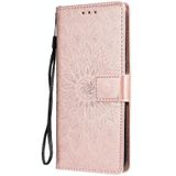 Voor OPPO Reno4 Pro 4G Sun Embossing Pattern Horizontale Flip Lederen Case met Card Slot & Holder & Wallet & Lanyard(Rose Gold)