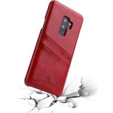 Fierre Shann retro olie Wax textuur PU lederen draagtas voor Galaxy S9 PLUS  met kaartsleuven (rood)