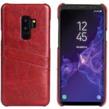 Fierre Shann retro olie Wax textuur PU lederen draagtas voor Galaxy S9 PLUS  met kaartsleuven (rood)