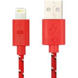 Geweven nylon stijl USB 8 Pin Data Transfer / laad Kabel voor iPhone 6 / 6S & 6 Plus / 6S Plus, iPhone 5 & 5S & 5C, Kabel lengte: 1 meter (rood)