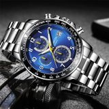 OCHSTIN 6112 mannen multi functie horloge mode sport zakelijke kalender lichtgevende mannen horloge quartz horloge stalen horloge (blauw)