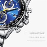 OCHSTIN 6112 mannen multi functie horloge mode sport zakelijke kalender lichtgevende mannen horloge quartz horloge stalen horloge (blauw)