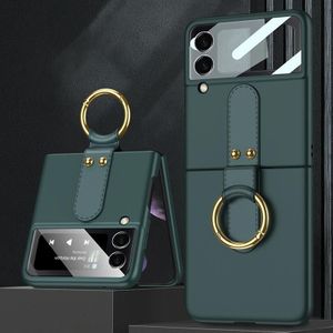 Voor Samsung Galaxy Z Flip4 GKK ultradunne pc volledige dekking telefoon flip case met ringhouder