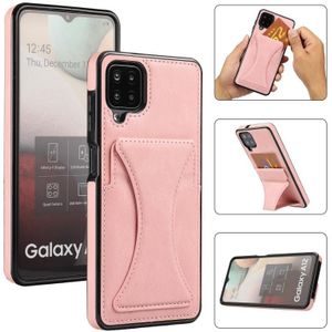 Voor Samsung Galaxy A12 ultradunne schokbestendige beschermhoes met houder (ROSE GOUD)