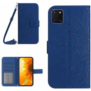 Voor Samsung Galaxy A81/Note10 Lite Skin Feel Sun Flower Pattern Flip Leather Phone Case (Donkerblauw)