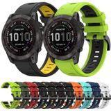 Voor Garmin Fenix 7X Solar 26mm tweekleurige sport siliconen horlogeband (middernachtblauw + wit)