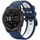 Voor Garmin Fenix 7X Solar 26mm tweekleurige sport siliconen horlogeband (middernachtblauw + wit)