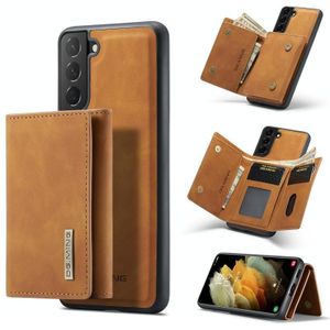 For Samsung Galaxy S21 DG.MING M1 Series 3-Fold Multi Card Wallet + Magnetic Back Cover Shockproof Case with Holder Function(Brown)