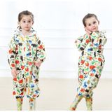 Siamese kinderen regenjas print dunne sectie hooded regenjas  grootte: m (geel)