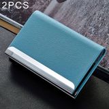 2 PC's Lichi textuur visitekaartje houder Credit Card ID Case Holder(Blue)