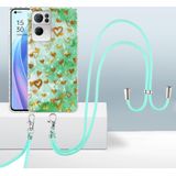For OPPO Reno7 Pro 5G 2.0mm Airbag Shockproof TPU Phone Case with Lanyard(Gold Heart)