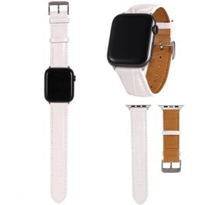 Voor Apple Watch Series 6 & SE & 5 & 4 44mm / 3 & 2 & 1 42mm Crocodile Texture Leather Wrist Strap(Wit)