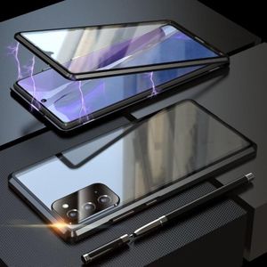 Voor Samsung Galaxy Note20 Magnetic Metal Frame Dubbelzijdige Tempered Glass Case (Zwart)