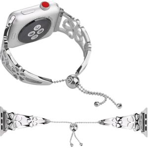 Bloem gevormde armband roestvrijstalen horlogeband voor Apple Watch serie 3 & 2 & 1 38mm (zilver)