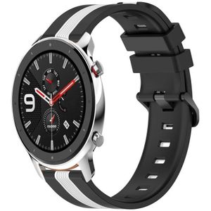 Voor Amazfit GTR 4 22 mm verticale tweekleurige siliconen horlogeband (zwart + wit)