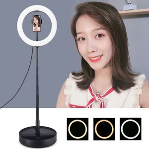 PULUZ 10 2 inch 26cm USB 3 Modes Dimable Dual Color Temperature LED Curved Ring Vlogging Selfie Photography Video Lights with Folding Desktop Holder & Phone Clamp (Black) PULUZ 10.2 inch 26cm USB 3 Modes Dimable Dual Color Temperature LED Curved Ring