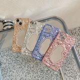 Voor iPhone 14 Rose textuur spiegel TPU telefoonhoesje