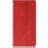 Voor OnePlus 7T Pro magnetische gesp retro Crazy Horse textuur horizontale Flip lederen draagtas met houder & kaartsleuven & fotolijstjes (rood)