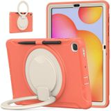 Shockproof TPU + PC Protective Case with 360 Degree Rotation Foldable Handle Grip Holder & Pen Slot For Samsung Galaxy Tab S6 Lite 10.4 inch P610(Living Coral)