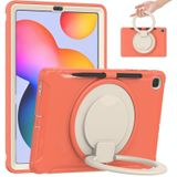 Shockproof TPU + PC Protective Case with 360 Degree Rotation Foldable Handle Grip Holder & Pen Slot For Samsung Galaxy Tab S6 Lite 10.4 inch P610(Living Coral)