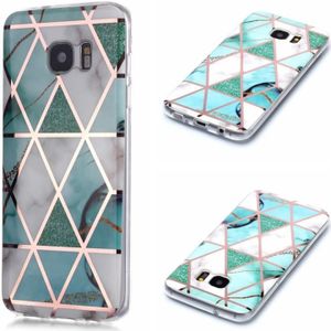Voor Galaxy S7 edge Plating Marble Pattern Soft TPU Protective Case (Groen Wit)