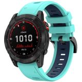 Voor Garmin Fenix 7X 26mm tweekleurige sport siliconen horlogeband (mintgroen + blauw)