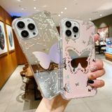 Voor iPhone 14 Pro Max Color Painted Mirror Phone Case (paarse vlinder)