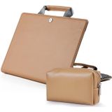 Boekstijl Laptop Beschermhoes Handtas voor MacBook 14 inch (Camel + Power Bag)