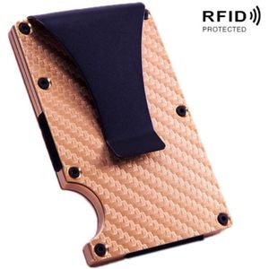 Carbon Fiber Portemonnee Metalen RFID Bank Card Holder (Gouden)