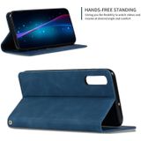 Retro huid voelen Business magnetische horizontale Flip lederen case voor Samsung Galaxy A70 (marineblauw)