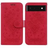 Voor Google Pixel 6 Butterfly Rose Embossed Leather Case