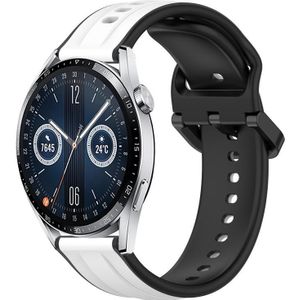 Voor Huawei Watch GT3 42 mm 20 mm bolle lus tweekleurige siliconen horlogeband (wit + zwart)