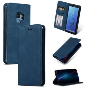 Retro huid voelen Business magnetische horizontale Flip lederen case voor Samsung Galaxy S9 (marineblauw)