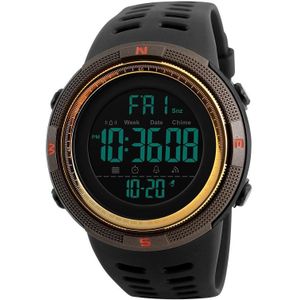 SKMEI sporthorloge 1251 mannen modieuze buiten 50m waterdicht digitaal horloge met PU Watchband(Coffee)