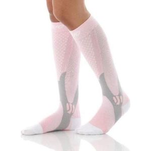3 paar compressie sokken outdoor sport mannen vrouwen kalf Shin been running  grootte: L/XL (roze)