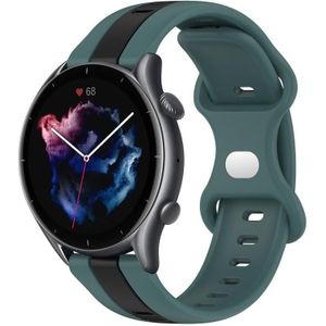 Voor Amazfit GTR 3 Pro 22 mm vlindergesp tweekleurige siliconen horlogeband (groen + zwart)