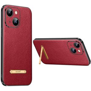 Voor iPhone 14 Plus SULADA Famous Artisan Series Litchi Leather PC + TPU Phone Case (Rood)