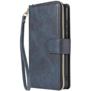 Voor Huawei P30 Zipper Wallet Bag Horizontale Flip PU Lederen case met Houder & 9 Card Slots & Wallet & Lanyard & Photo Frame(Blauw)