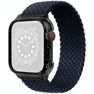 Weven vervanging polsband horlogebandjes met frame voor Apple Watch Series 6 & SE & 5 & 4 40mm / 3 & 2 & 1 38mm  Lengte: 135mm (Houtskool)