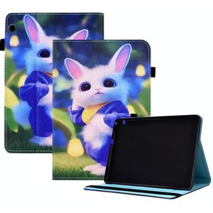 Voor Huawei MediaPad T3 10 gekleurde tekening stiksels elastische band lederen tablethoes (schattig konijn)