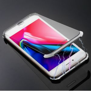 Ultradun hoekig frame magnetische absorptie dubbelzijdige gehard glas shell voor iPhone 8 plus (zwart)