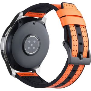 22mm Voor Huawei Watch GT2e / GT2 46mm Siliconen Leder + Carbon Fiber Strap(Oranje)