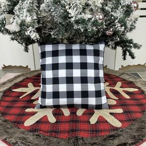 3 PCS kerstversiering Plaid Hugging Pillow Case Simple Home Decoration Sofa Pillow Pillow Cover (Zwart Wit)