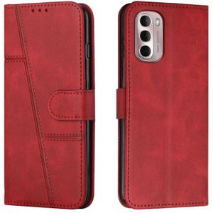 For Motorola Moto G Stylus 2022 4G Stitching Calf Texture Buckle Leather Phone Case(Red)