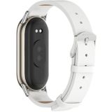 Voor Xiaomi Mi Band 8 Mijobs Microfiber PU lederen horlogeband (wit zilver)