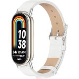Voor Xiaomi Mi Band 8 Mijobs Microfiber PU lederen horlogeband (wit zilver)