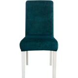 2 stuks eenvoudige zachte  hoge elastische verdikking fluwelen semi-interieur stoelhoes Hotel stoel cover (peacock groen)