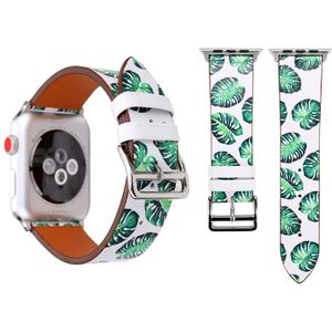 Mode echt leer nieuwe lente Blauwe bloem patroon horlogebandje voor Apple Watch serie 3 & 2 & 1 38mm